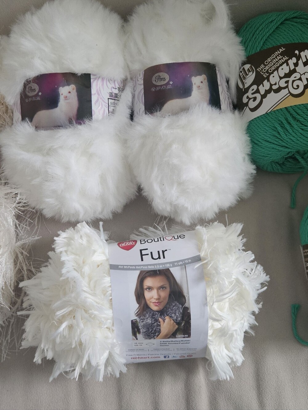 Seven New Skeins, 1 Partial Skein of Yarn - Various Brands.